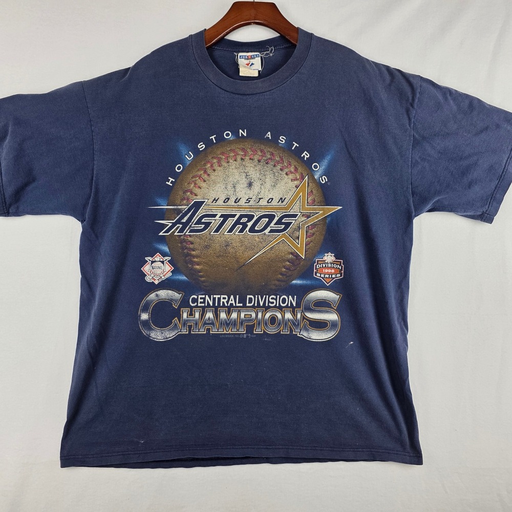 Vintage Jerzees Houston Astros 1998 Division Champions T-Shirt XL Navy Blue MLB